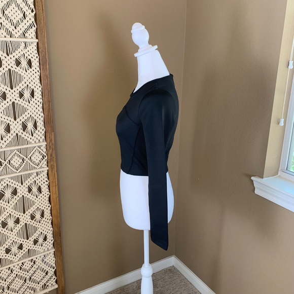 Zara Black Crop Top Long Sleeves - Size Small 💃 - Picture 4 of 12